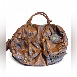 Big Buddha Large Brown Weekender Duffle Bag Faux Leather